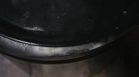 Steam coming from pot full of meat in slow motion Stock Footage 44295325