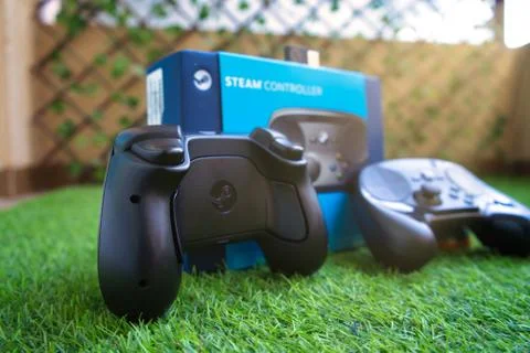 Steam Controller by Valve with its original box in calm early cold morning with Stock Photos
