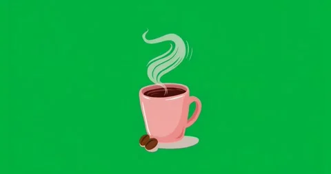 Steam curl starting pink mug releasing swirling steam indicating warmth on Stock Footage 317456729