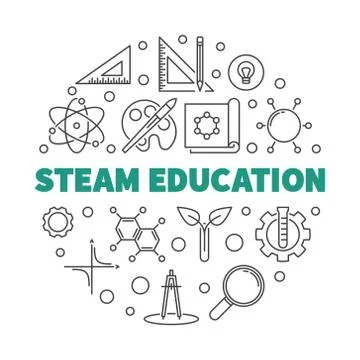 STEAM Education vector outline round concept illustration Stockillustratie
