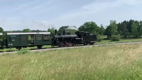 A steam engine across the field in Lower Austria Video stock 169111288