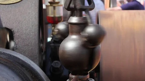 Steam engine close up rotating valve detail Stock Footage 74119471