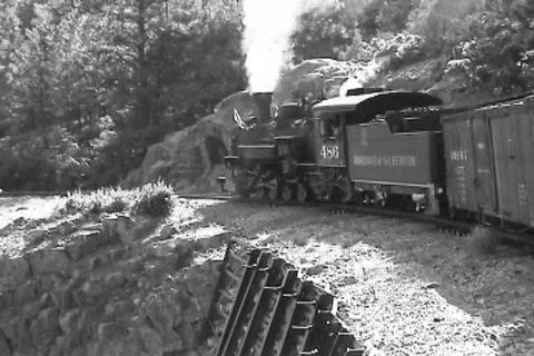 Steam engine corner BW DV Stock-Footage 274079