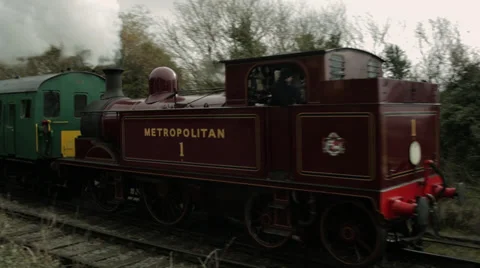 Steam Engine Departing Station 스톡 동영상 35972356