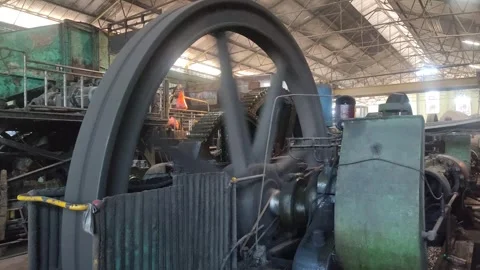 Steam engine flywheel Stock Footage 249381123
