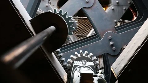 Steam engine gears moving Stock Footage 77552471