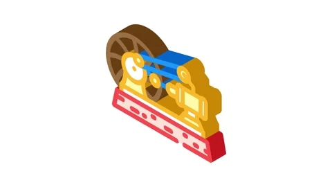 Steam engine industry isometric icon animation Stock Footage 327280918