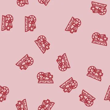 Steam engine industry line vector seamless pattern 스톡 일러스트