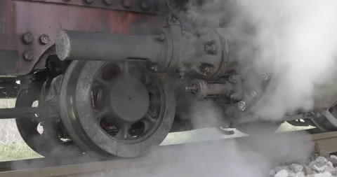 Steam engine locomotive, retro train, departing Stock Footage 166998210