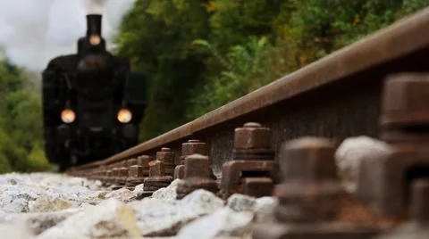 Steam engine locomotive train. historical transportation background Stock Footage 43555090