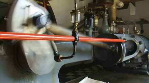 Steam engine in operation - detail common mill engine of the mid 19th century Stock Footage 34223786