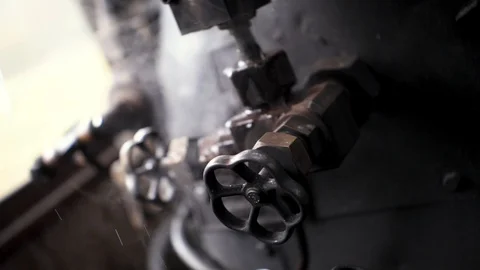 Steam engine in process Stock Footage