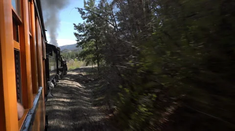 Steam Engine railroad forest Colorado POV HD 117 Stock Footage 38499349