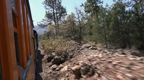 Steam engine railroad mountain landscape Colorado HD 114 Video stock 38529959