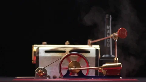 Steam Engine - Side view pan off Stock Footage 84065600