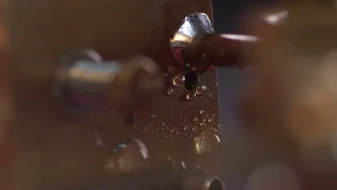 Steam Engine - tight on drops of water on boiler Stock Footage 84068264