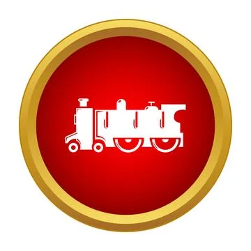 Steam engine train icon in red circle イラスト素材