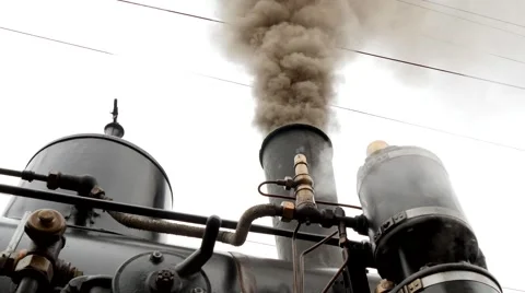 Steam Engine Train locomotive. old nostalgic technology. railway transportation Stock-Footage 61371497