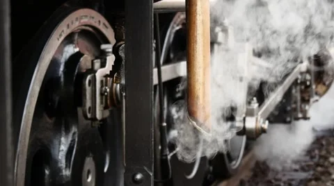Steam Engine Train locomotive. old nostalgic technology. railway transportation Stock-Footage 61371517