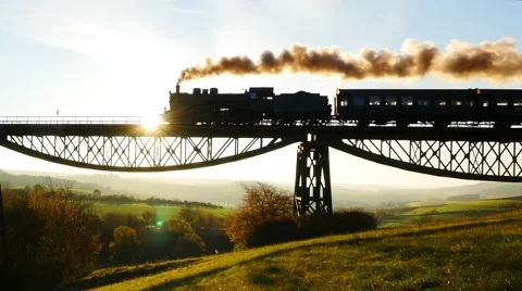 Steam Engine Train locomotive. old nostalgic technology. railway transportation Видео 61371551