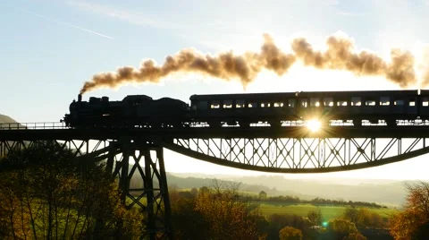 Steam Engine Train locomotive. old nostalgic technology. railway transportation Video stock 61371572