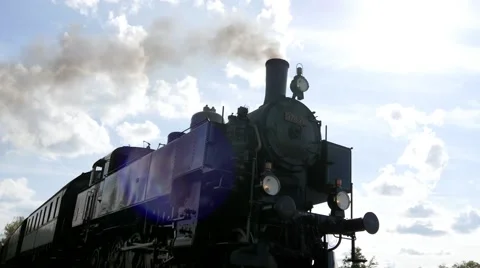 Steam Engine Train locomotive. old nostalgic technology. railway transportation Video stock 61371616