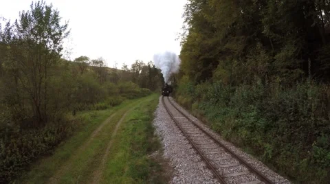 Steam Engine Train locomotive. old nostalgic technology. railway transportation Stock-Footage 61371635