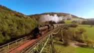 Steam Engine Train Locomotive. Old Nostalgic Technology. Railway Transportation Stock Footage