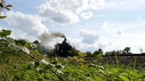 Steam Engine Train locomotive. old nostalgic technology. railway transportation 動画素材 61371828
