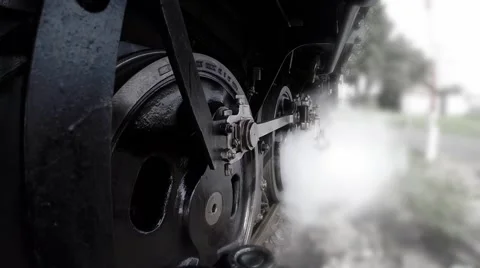 Steam Engine Train locomotive. old nostalgic technology. railway transportation Stockbeeldmateriaal 61371834