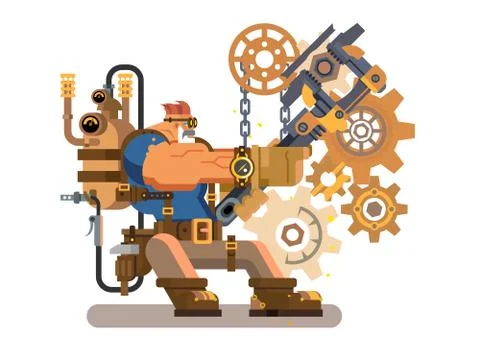 Steam engineer working Stock Illustration