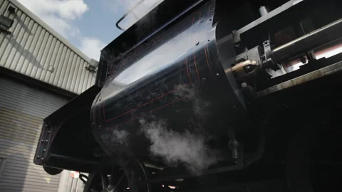 Steam Escapes From Underneath Steam Engine Locomotive Stock Footage 239445285