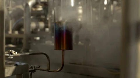 Steam escaping from the pipes Stock Footage 73898123