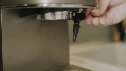 Steam flow from coffee machine. Slowmotion. Stock Footage 138158969