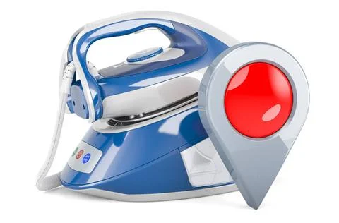 Steam generator iron with map pointer, 3D rendering Steam generator iron w... Stock Photos