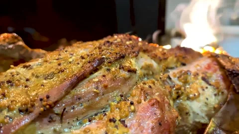Steam from hot baked meat Stock Footage 190624745