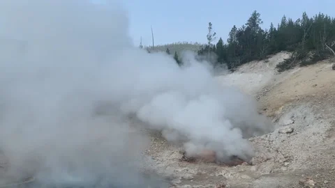 Steam from Hot Spring in Wind 02 HD Stock Footage 179096319