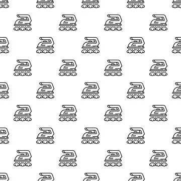 Steam iron outline seamless pattern for laundry and chores Stock Illustration
