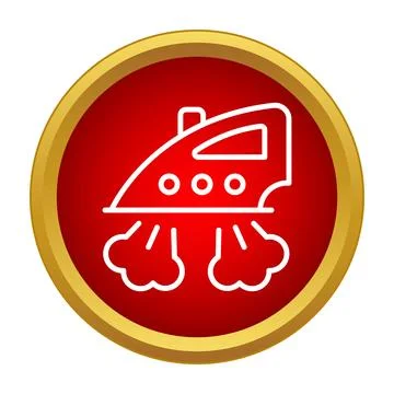 Steam iron producing steam in red circle icon イラスト素材