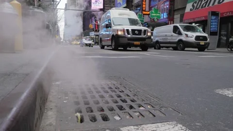 Steam from manhole Stock Footage 130847650