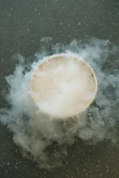 Steam of Nitrogen Created from Liquid Nitrogen Exposed to Ambient Temperature Stock Photos