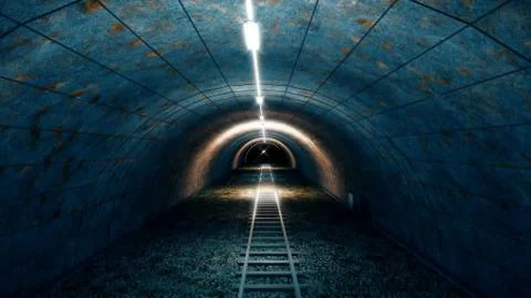 Steam old train in tunnel Stock Illustration