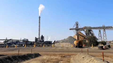 Steam out of a chimney a mine processing plant Stock Footage 110709258