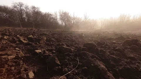 Steam Over Arable Land Stockbeeldmateriaal 195981571