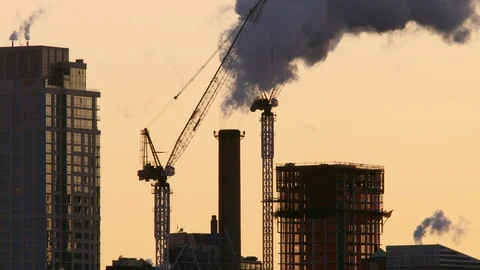 Steam pipe and construction in New York City. Stock Footage 95195475