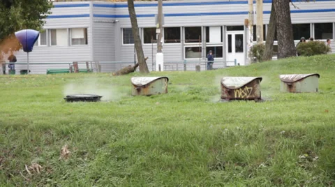 Steam from the pipes Stock Footage 32372055