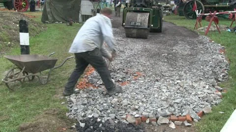 Steam powered road roller 06 Stock Footage 20466182