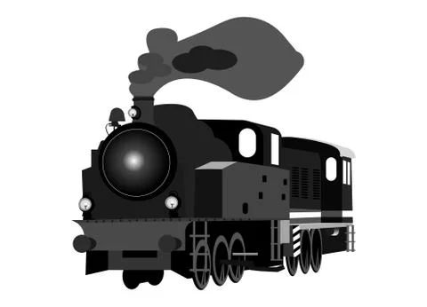 Steam powered train Stock Illustration