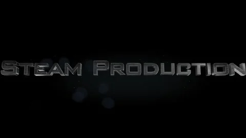 Steam Production title metal text on black alpha channel background Stock Footage 296223003