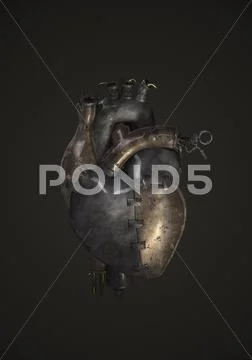 Steam-punk metal heart Stock Illustration